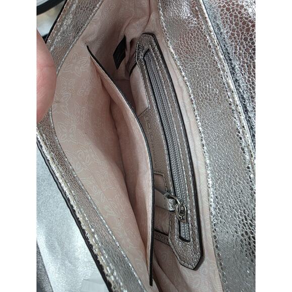 BCBGeneration Metallic Silver Crossbody Bag With Adjustable Strap Magnetic Close - Picture 5 of 12